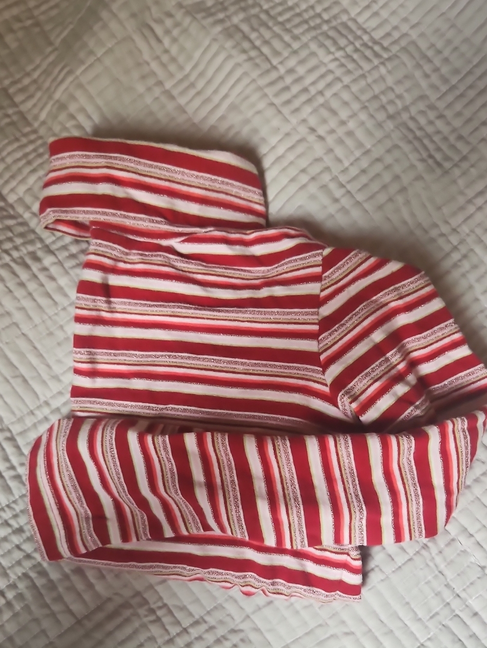 Red and White Striped Long Sleeve Shirt